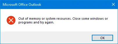 ms outlook error