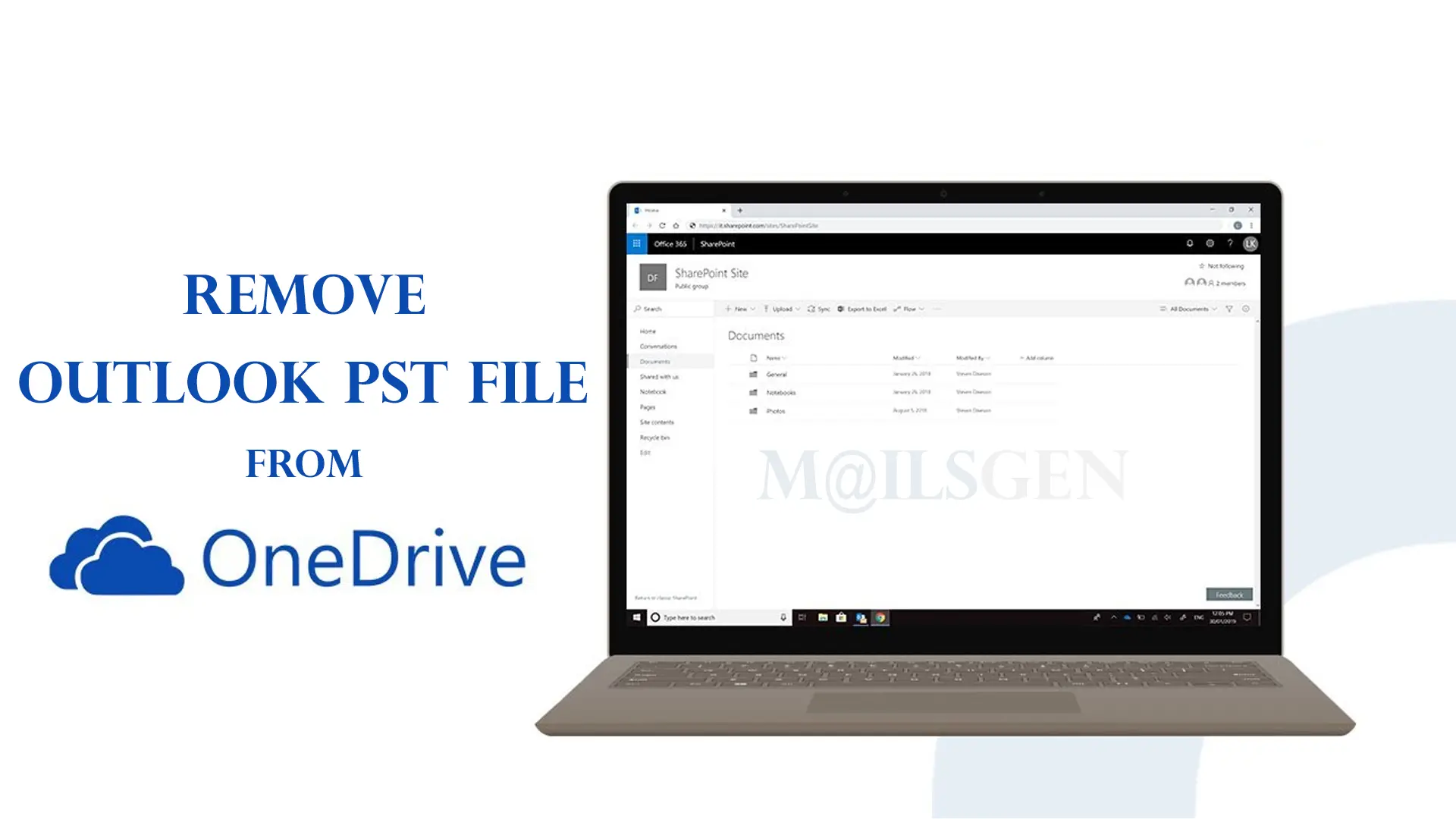 remove outlook pst from one drive